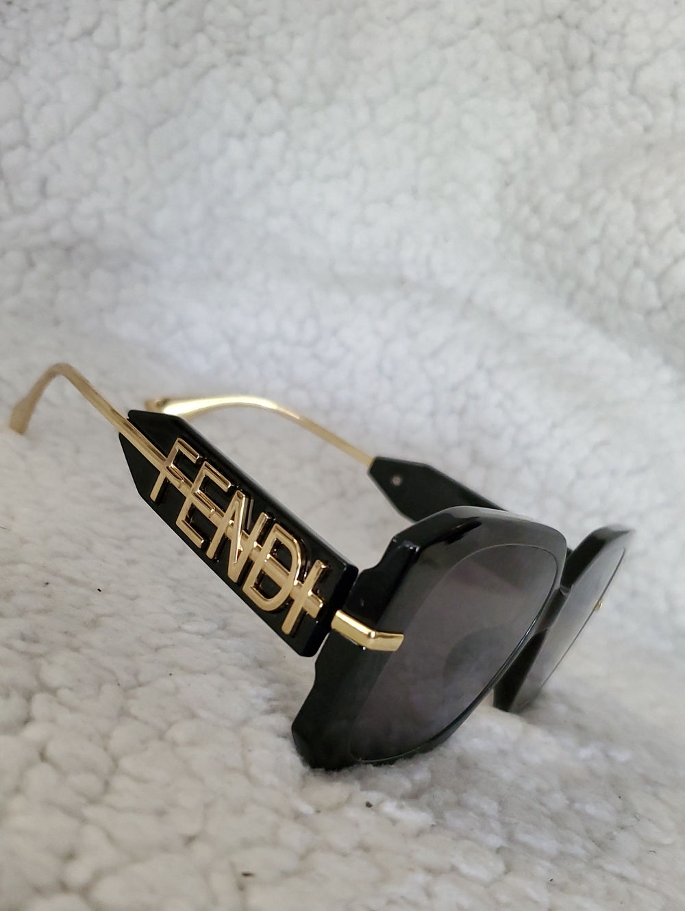 Fendi Black & Gold Logo Frameline Sunglasses
